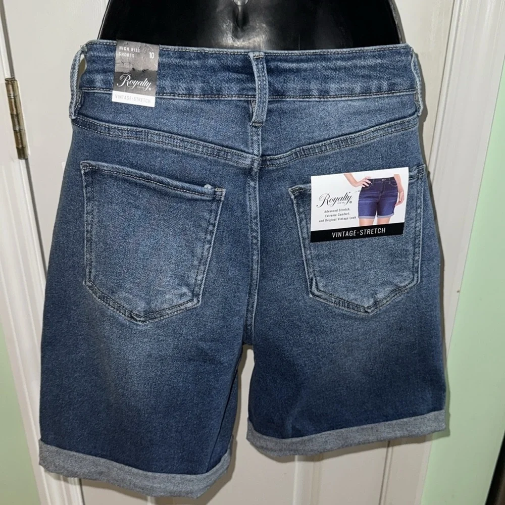 Royalty Blue Vintage Stretch High Rise Denim Shorts Spring 6.5” Inseam Size 10 - Picture 6 of 8